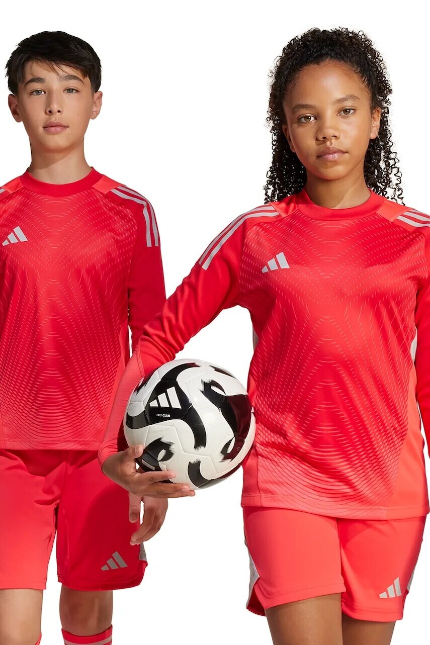 Detské tričko s dlhým rukávom adidas Performance červená farba, vzorovaná, JI9703