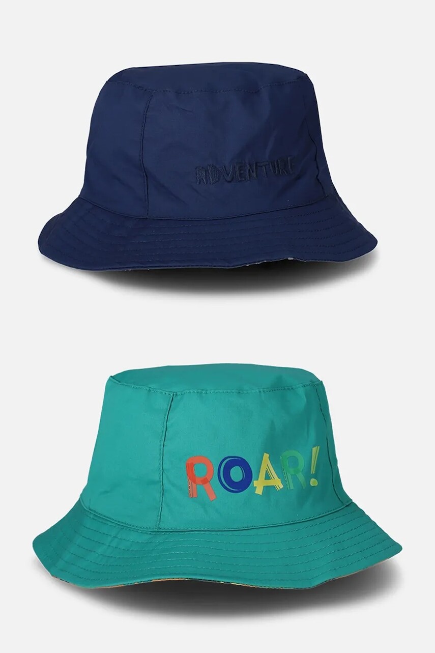 Bavlnená obojstranná detská čiapka Coccodrillo tyrkysová farba, bavlnené, ACCESSORIES SUMMER BOY