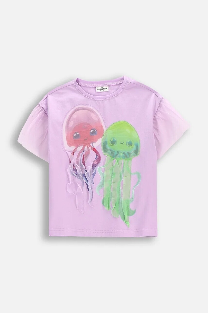 Detské tričko Coccodrillo fialová farba, INSIDE OCEAN GIRL KIDS