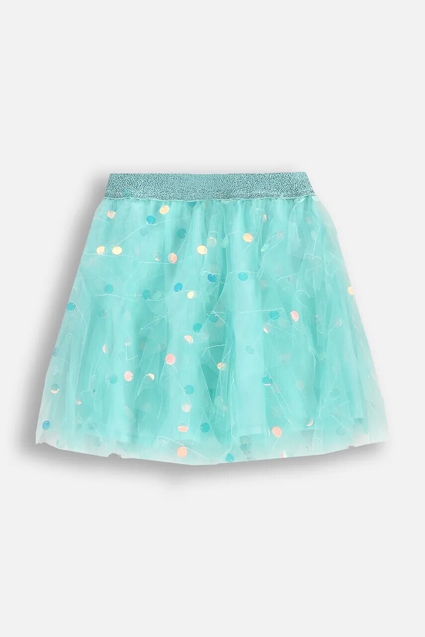 Dievčenská sukňa Coccodrillo tyrkysová farba, mini, áčkový strih, INSIDE OCEAN GIRL KIDS