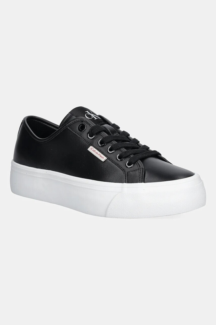 Tenisky Calvin Klein Jeans VULC FLATFORM LTH čierna farba, YW0YW01886