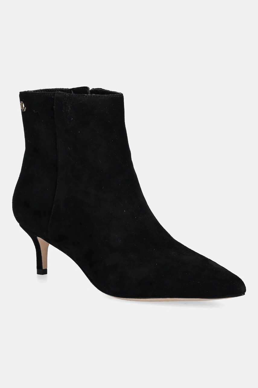 Semišové topánky Lauren Ralph Lauren Mckay Bt Hl čierna farba, na vysokom podpätku, 802967779001