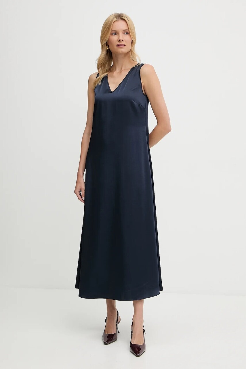 Šaty Weekend Max Mara OTTELIA tmavomodrá farba, maxi, rovný strih, 2525226061600