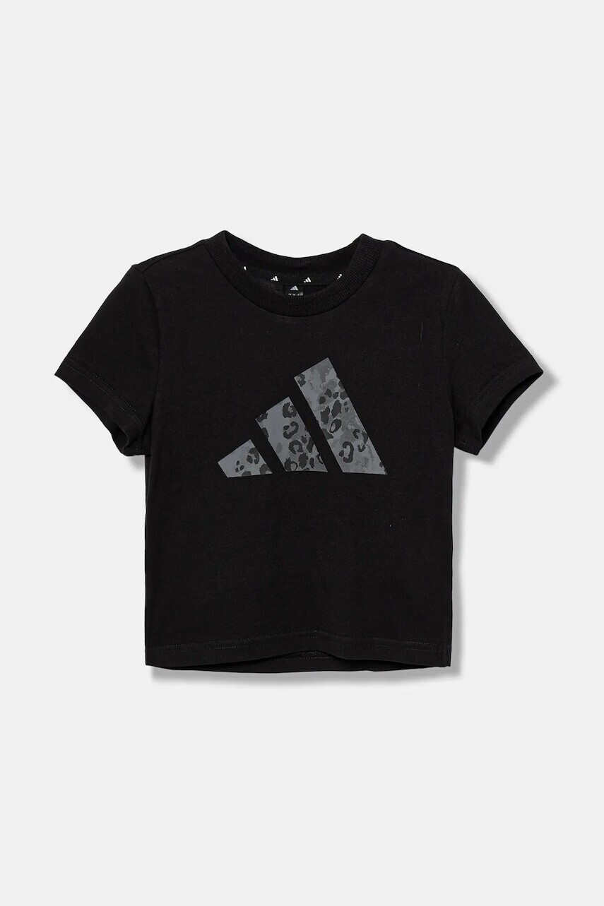 Detské bavlnené tričko adidas čierna farba, KC5448