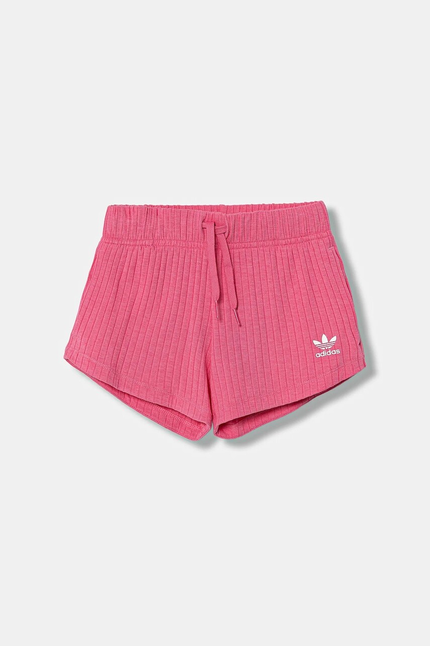 Detské krátke nohavice adidas Originals ružová farba, s nášivkou, nastaviteľný pás JX2775