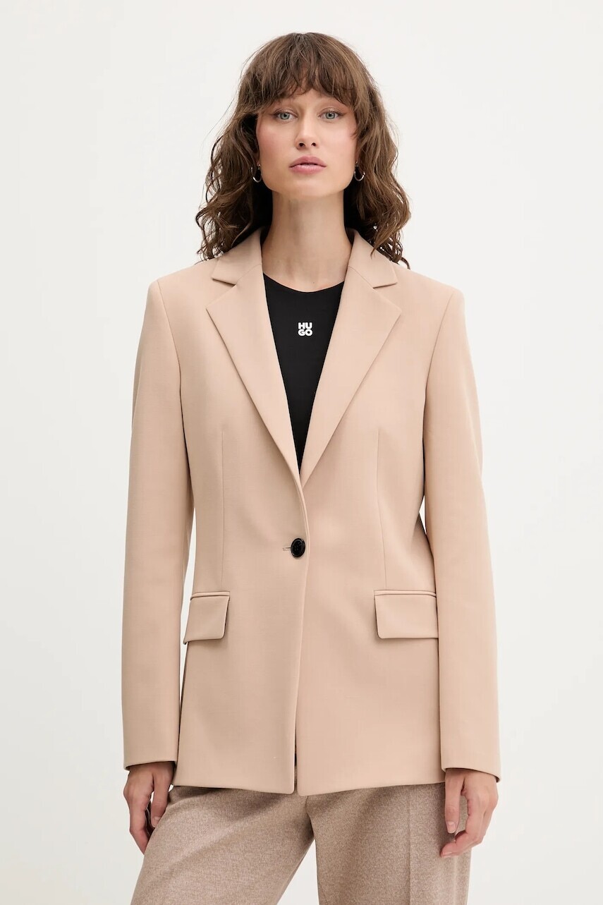 Sako HUGO béžová farba, jednoradové, jednofarebné, 50546778