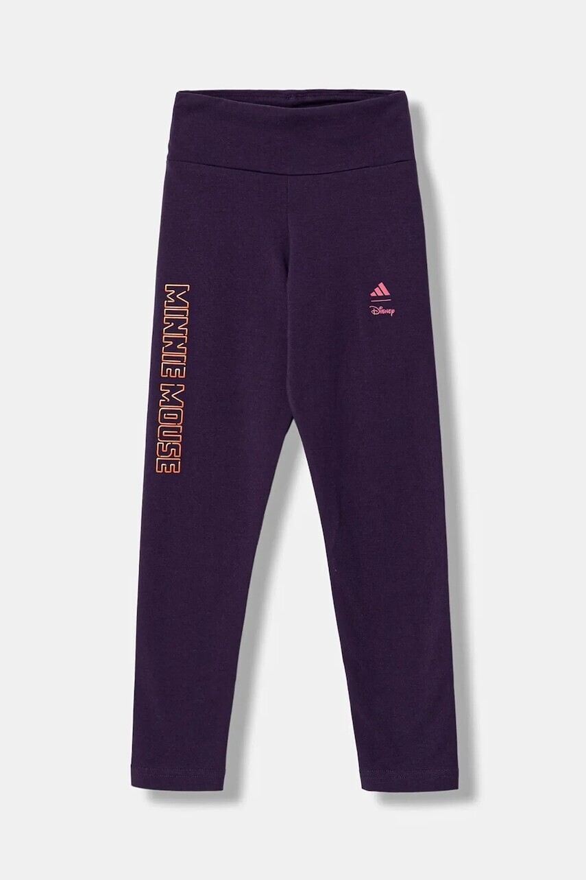 Detské legíny adidas fialová farba, s potlačou, JL9192