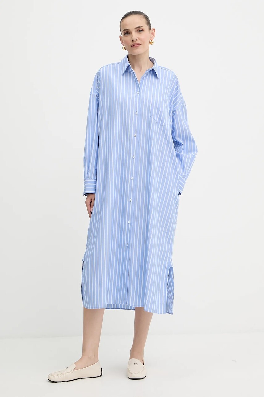 Bavlnené šaty Weekend Max Mara MOLINA modrá farba, maxi, oversize, 2525226121600