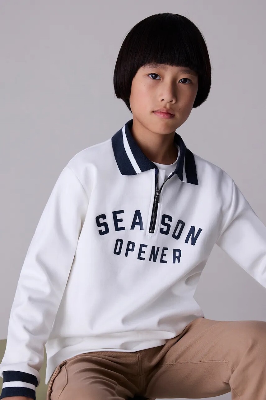 Mikina Mayoral béžová farba, s potlačou, 7408