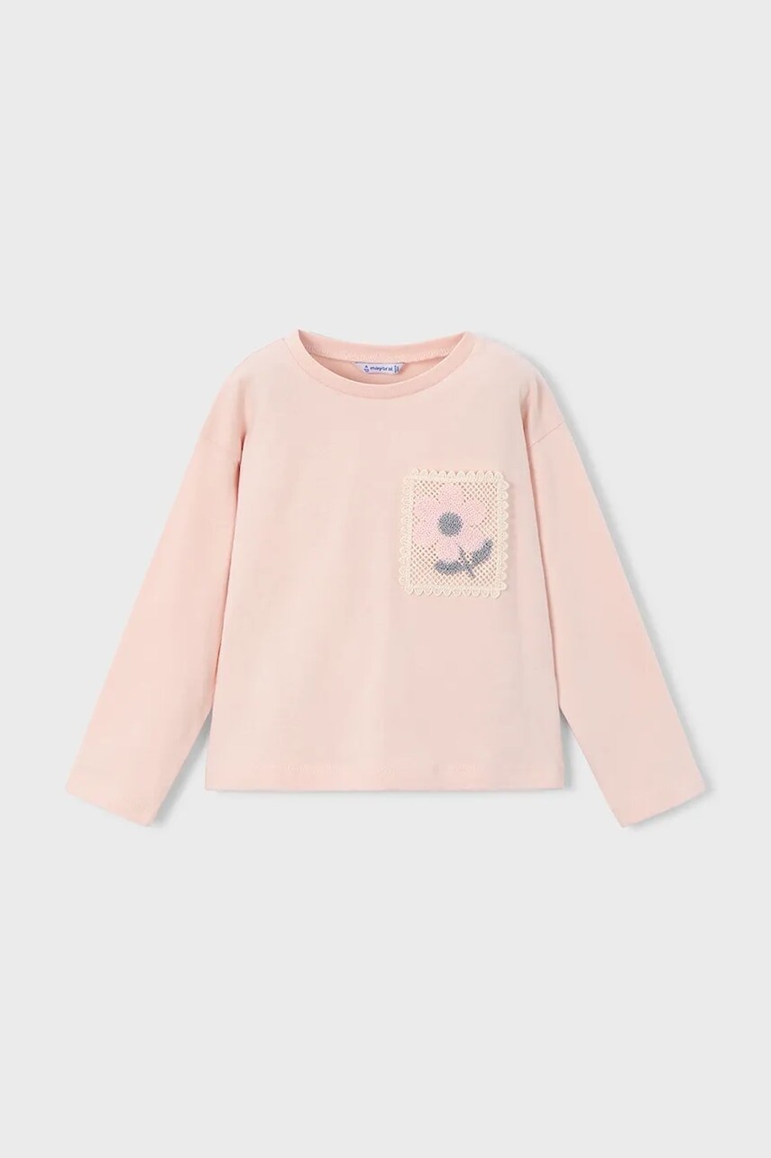 Detské tričko s dlhým rukávom Mayoral ružová farba, 4004