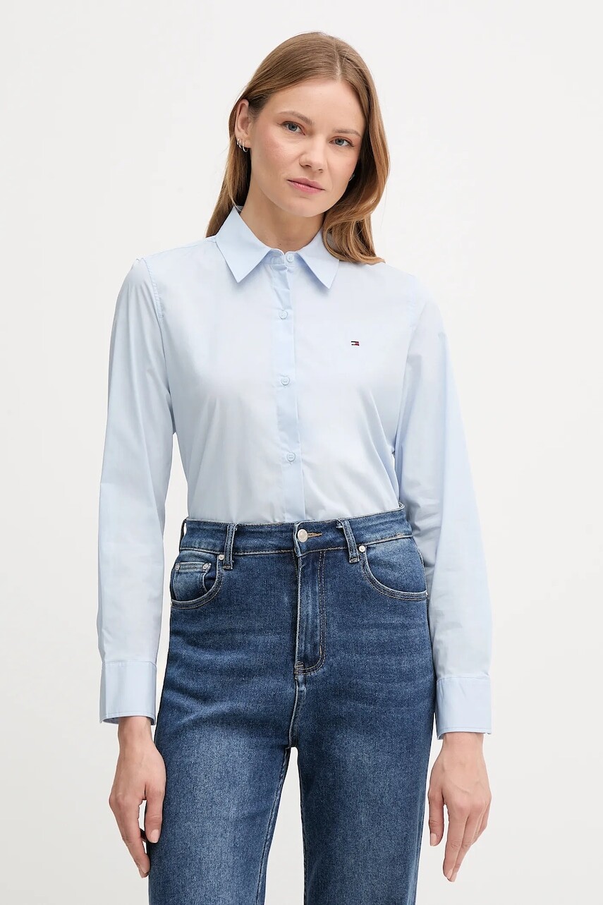 Košeľa Tommy Hilfiger modrá farba, regular, s klasickým golierom, WW0WW47169