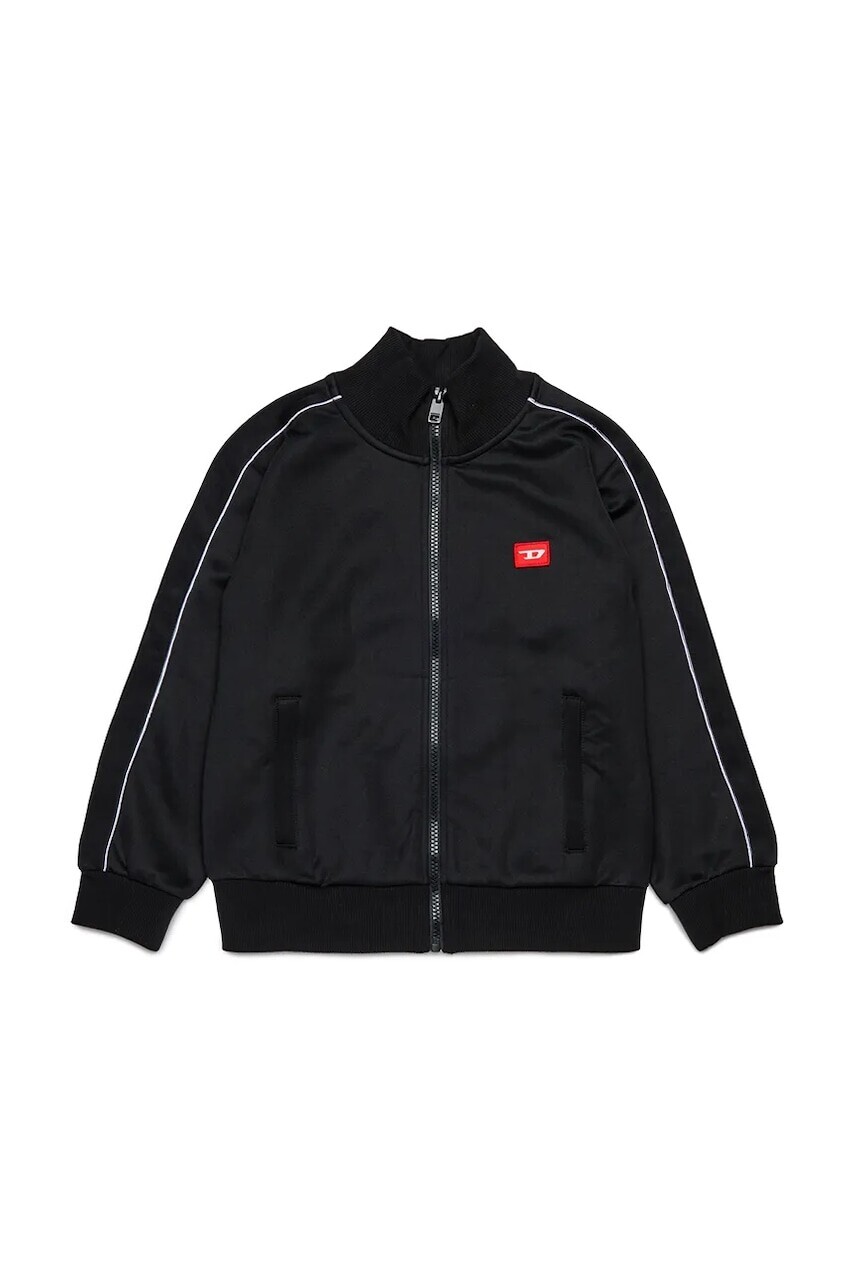Detská mikina Diesel SLOCKD SWEAT-SHIRT čierna farba, s nášivkou, J02490
