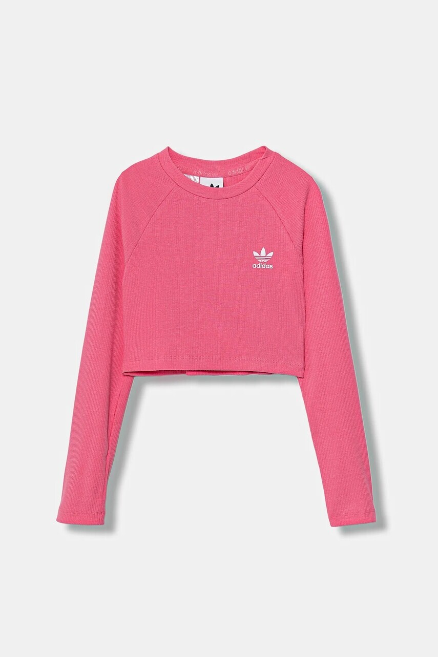 Detské tričko s dlhým rukávom adidas Originals ružová farba, JW2598