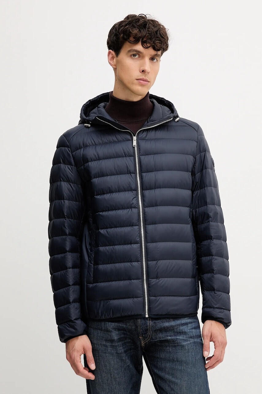 Páperová bunda BOSS tmavomodrá farba, prechodná, 50540450