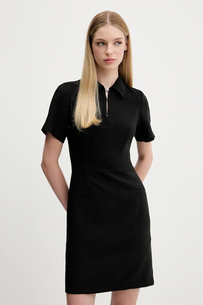 Šaty HUGO čierna farba, mini, áčkový strih, 50544764