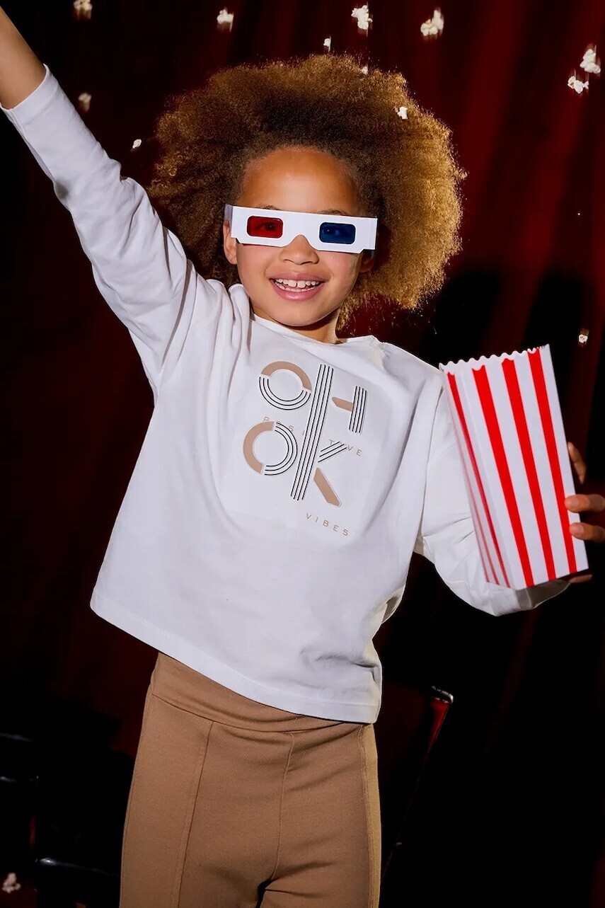 Detské tričko s dlhým rukávom Mayoral béžová farba, 7028