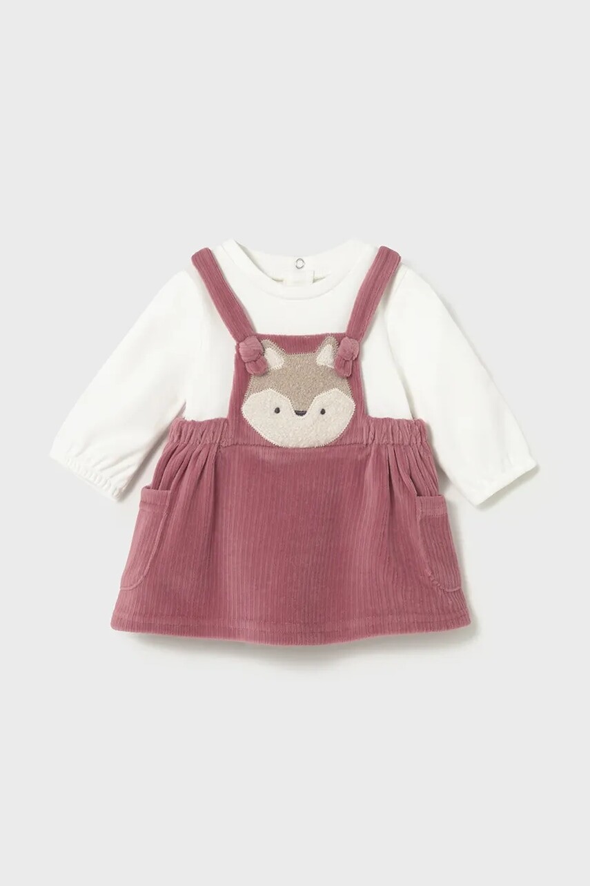 Šaty pre bábätká Mayoral Newborn ružová farba, mini, áčkový strih, 2802