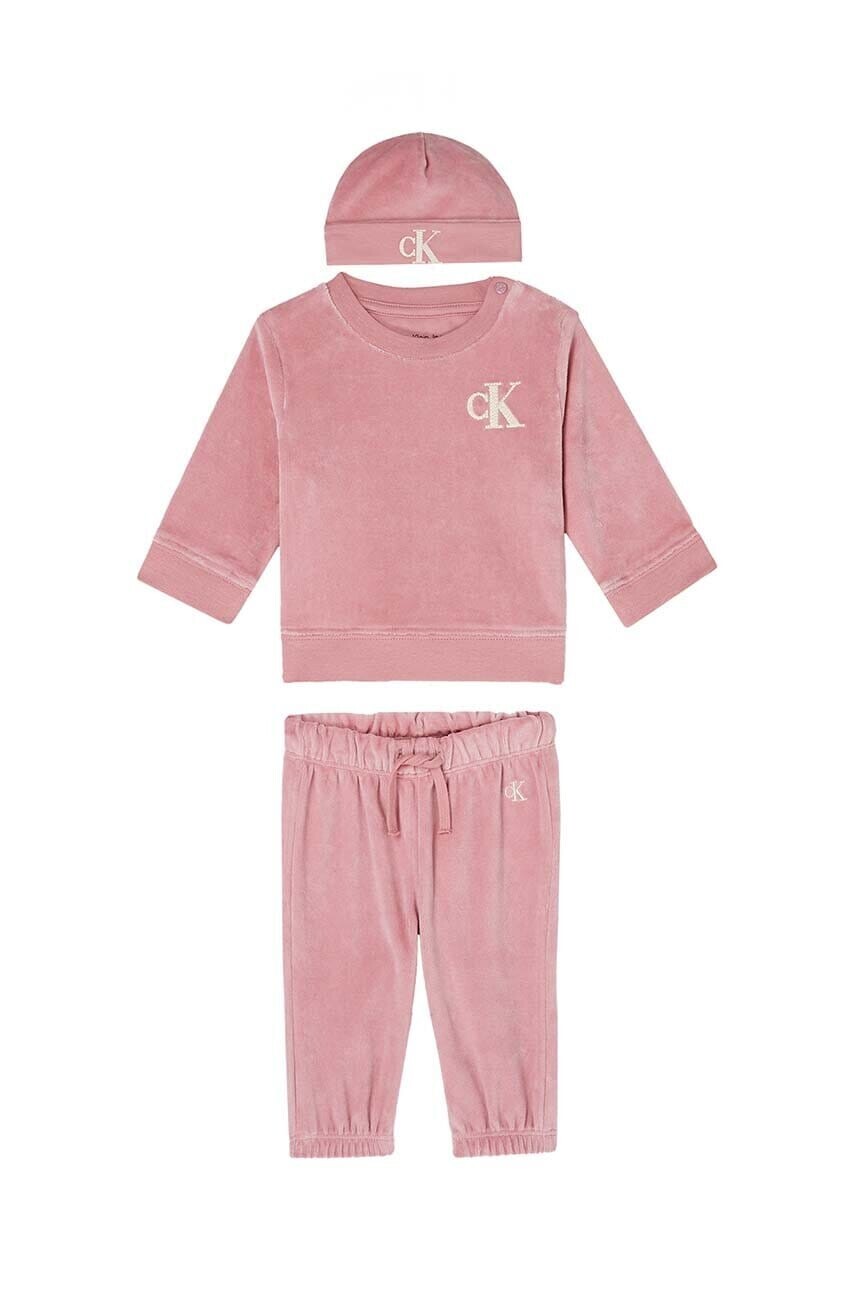 Tepláková súprava pre bábätká Calvin Klein Jeans ružová farba