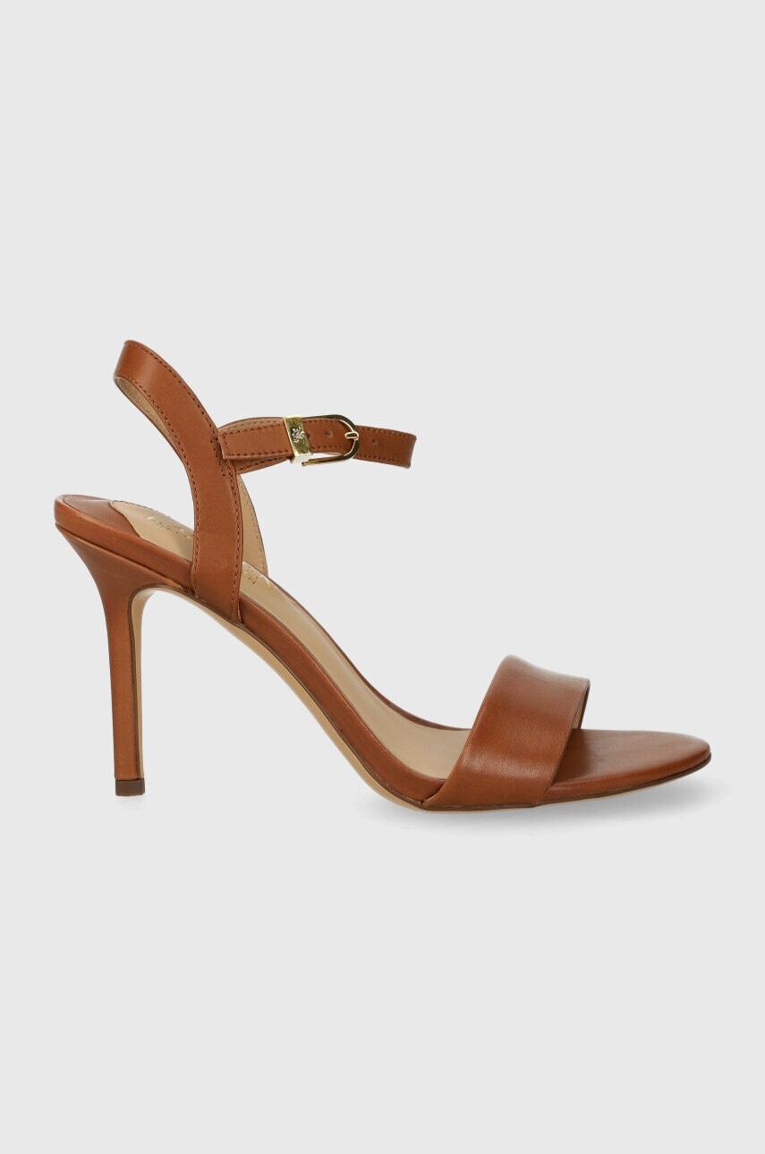 Kožené sandále Lauren Ralph Lauren Gwen hnedá farba, 802941000000