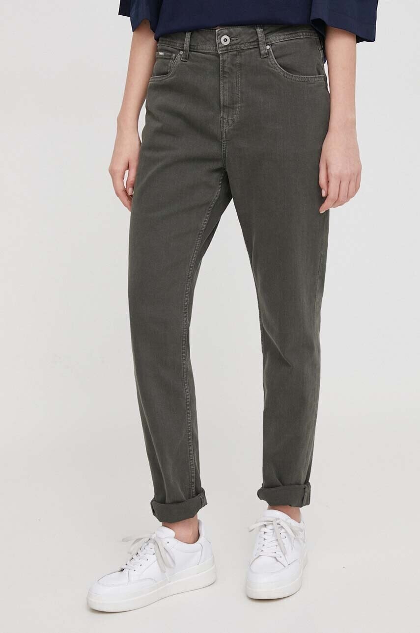 Rifle Pepe Jeans TAPERED JEANS HW dámske, zelená farba, PL211704YG1