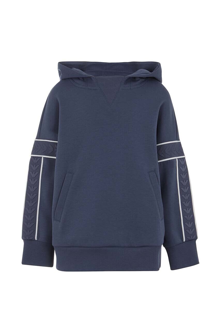 Detská mikina Emporio Armani tmavomodrá farba, s kapucňou, vzorovaná, 6D4BJK 1JHSZ