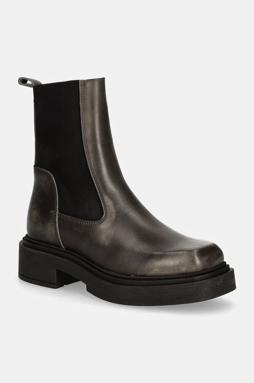 Kožené topánky chelsea Steve Madden Churro dámske, šedá farba, na platforme, SM11003363