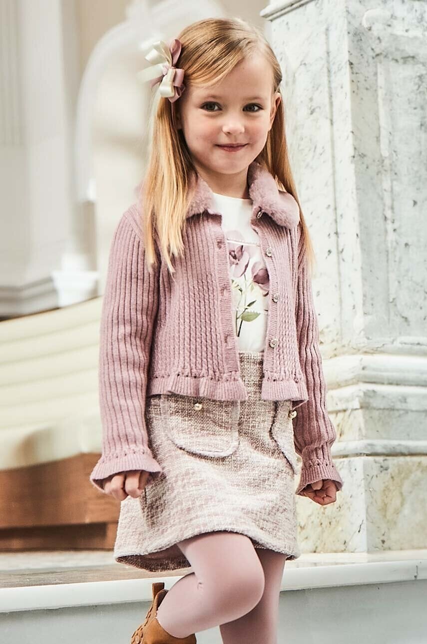 Detské sukňo-nohavice Mayoral ružová farba, mini, rovný strih, 4908