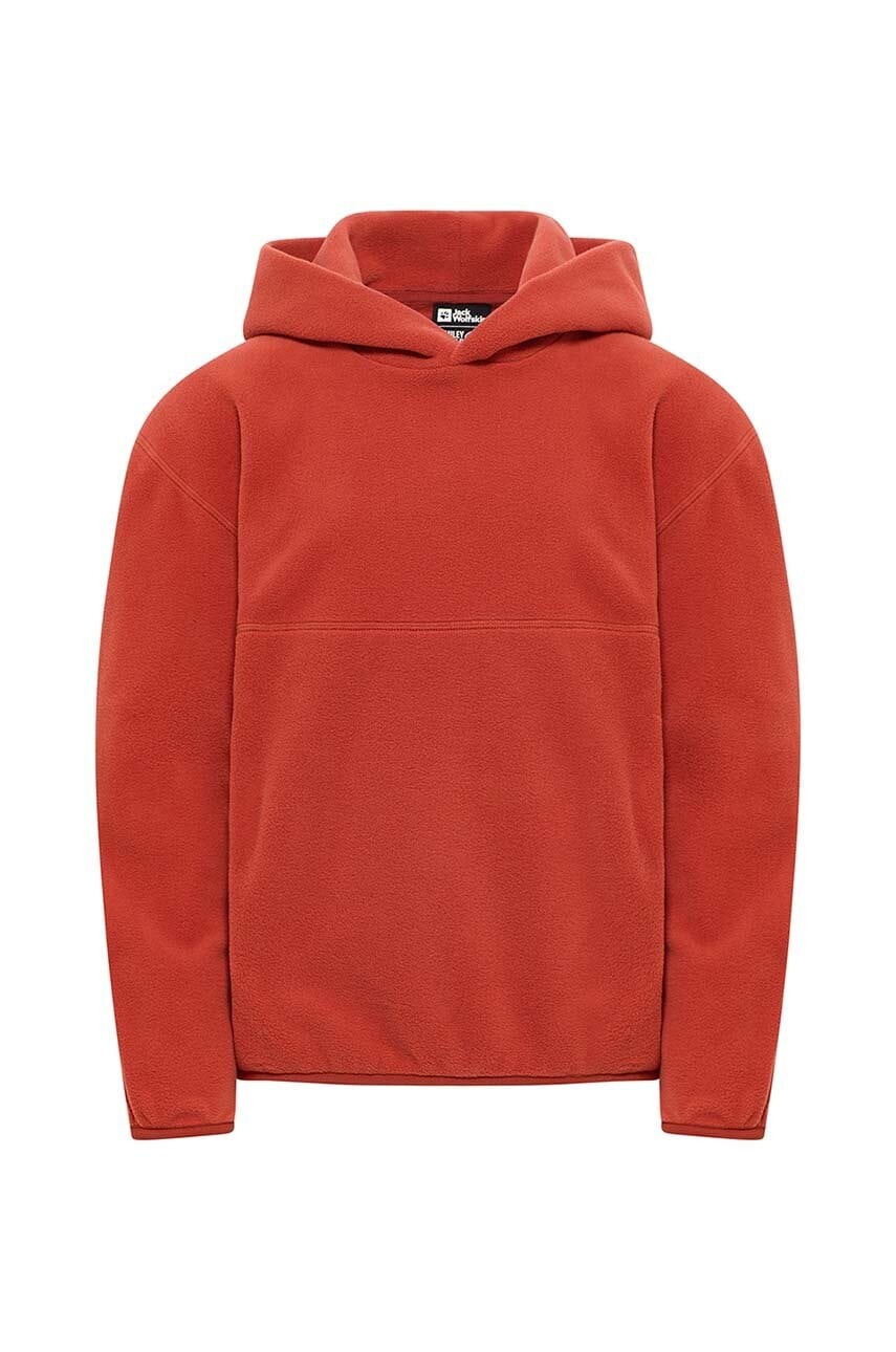 Detská mikina Jack Wolfskin hnedá farba, s kapucňou, jednofarebná, A60302