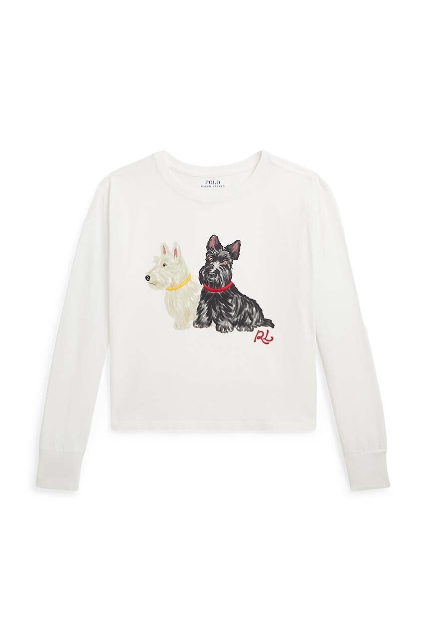 Detská bavlnená košeľa s dlhým rukávom Polo Ralph Lauren biela farba, 313951031001