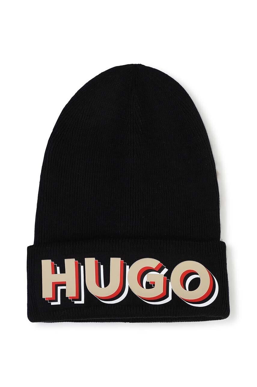 Detská čiapka HUGO čierna farba biela, G00287