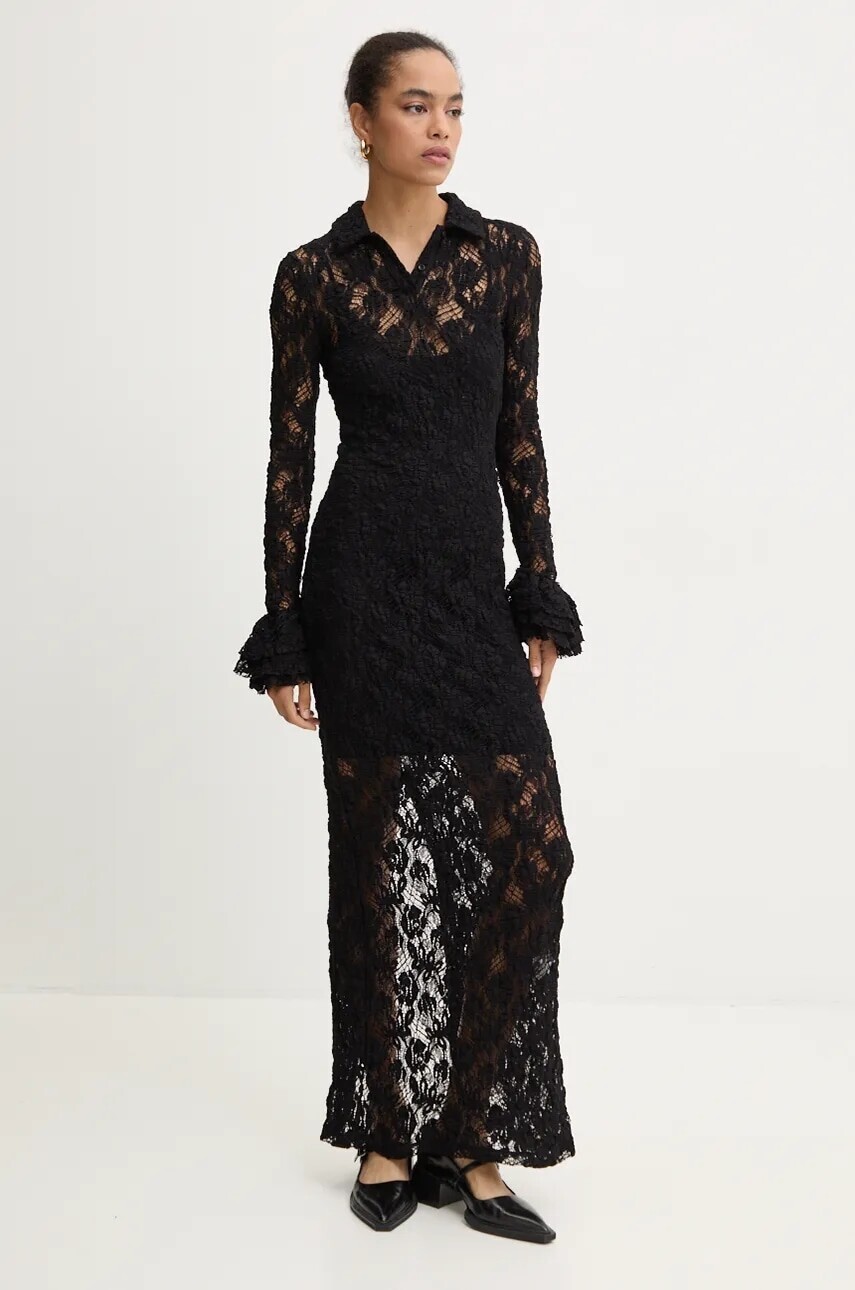 Šaty MSGM čierna farba, maxi, priliehavé, 3742MDA16.247624