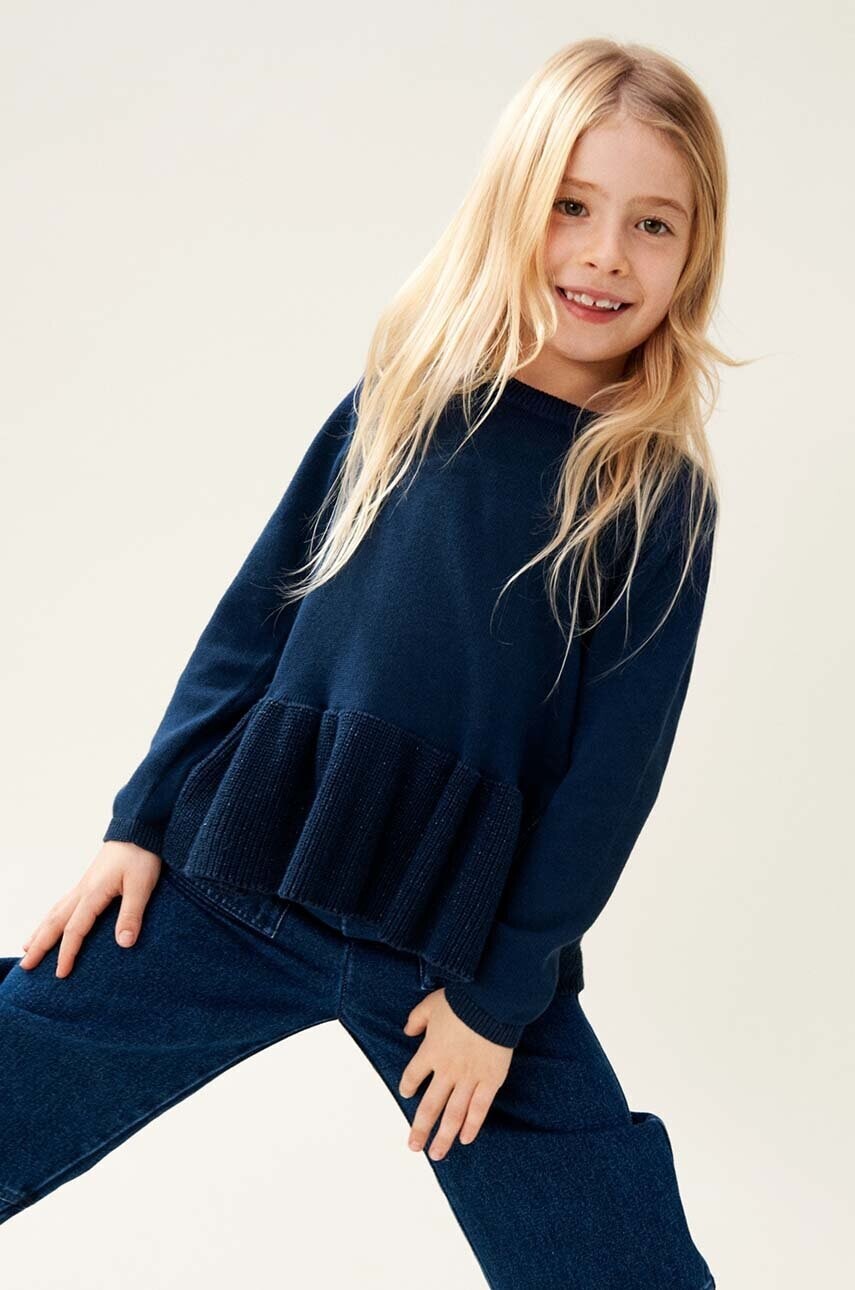 Detský sveter Liewood Esme Lurex Knit Jumper tmavomodrá farba, LW19547