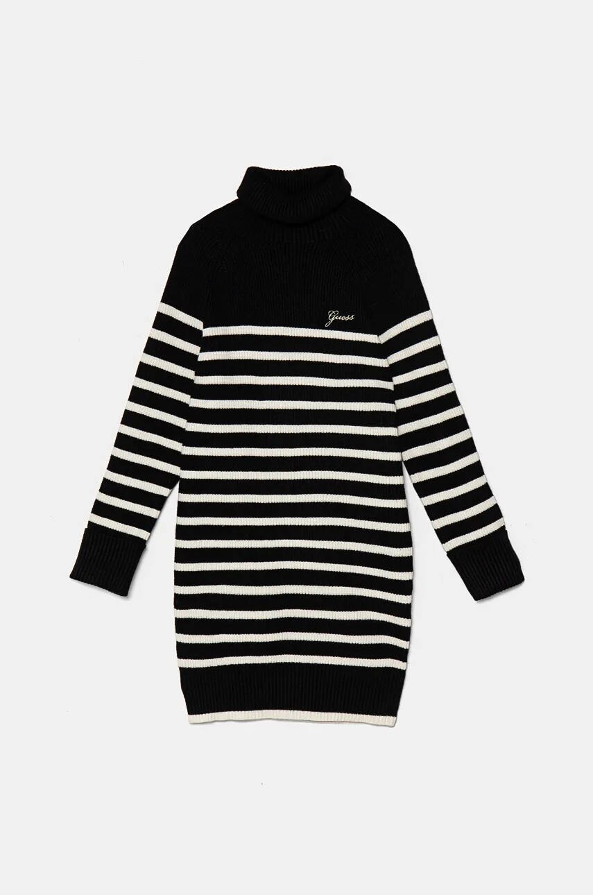 Dievčenské šaty Guess čierna farba, mini, rovný strih, J4BK03 Z3FU0