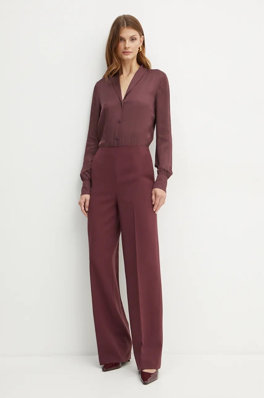 Overal Twinset bordová farba, s golierom, 242TT2103