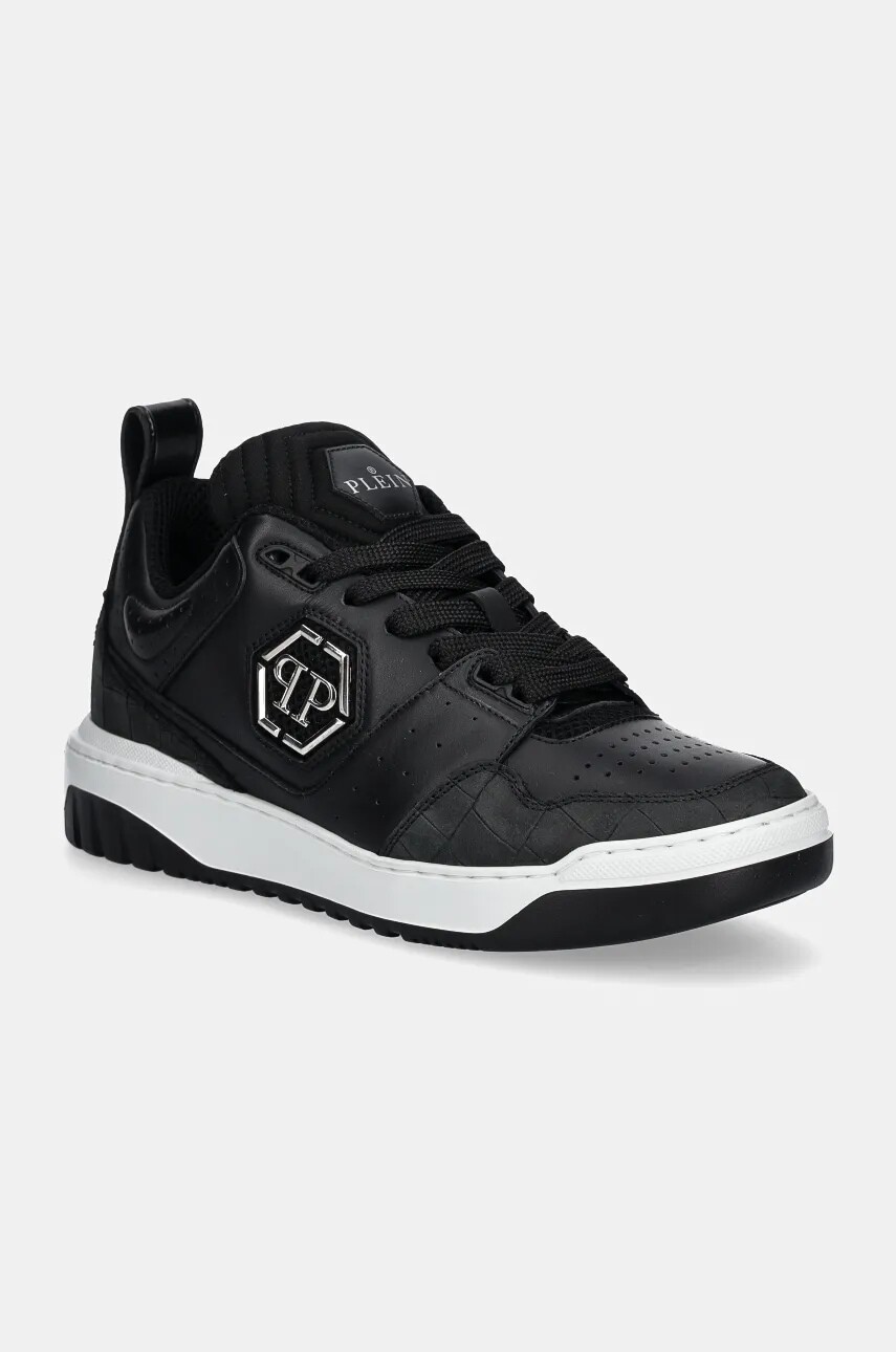 Kožené tenisky Philipp Plein Croco Lo-Top čierna farba, MSC3959 PLE005N 02