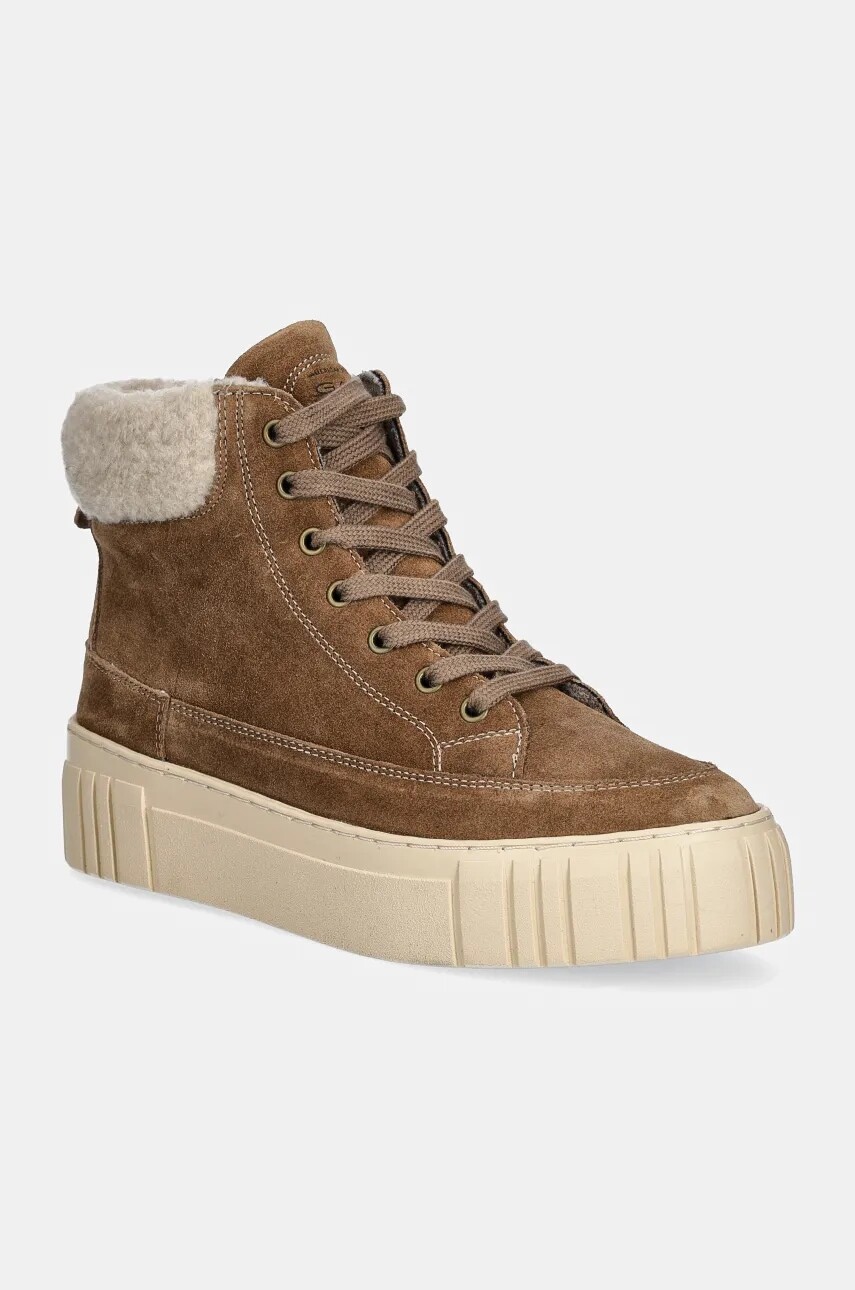 Semišové topánky Gant Snowmont hnedá farba, na platforme, zateplené, 29543705 G146