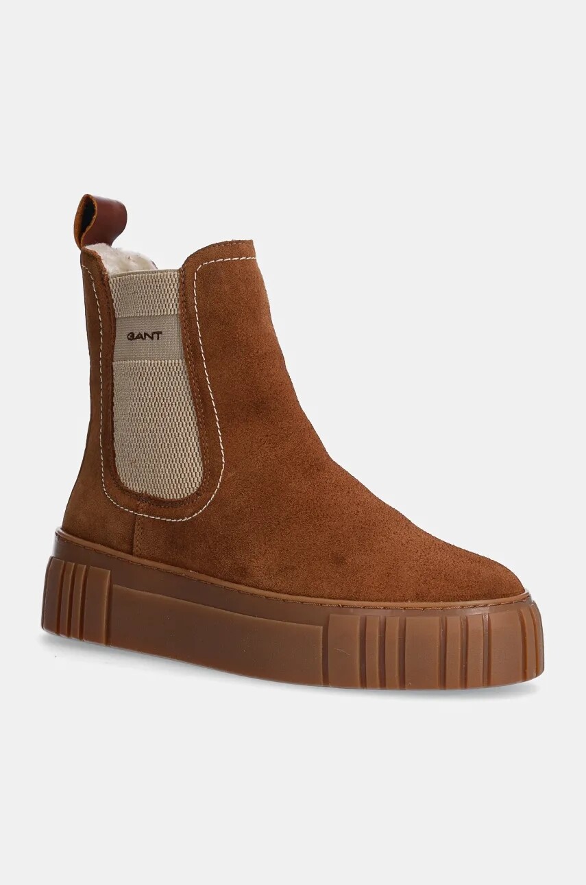 Semišové topánky chelsea Gant Snowmont dámske, hnedá farba, na platforme, jemne zateplené, 29553786 G45