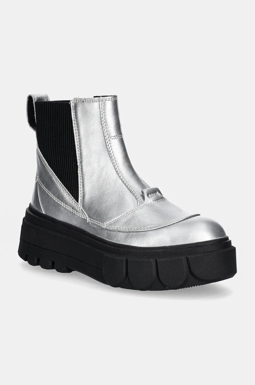 Kožené topánky chelsea Sorel CARIBOU X BOOT CHELSEA W dámske, strieborná farba, na platforme, 2048441034