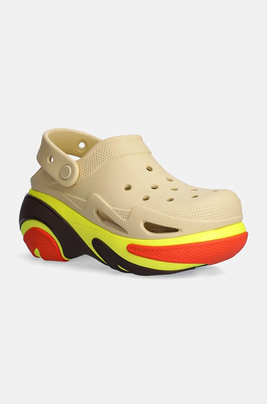 Šľapky Crocs Bubble Crush Clog dámske, béžová farba, na platforme, 210061