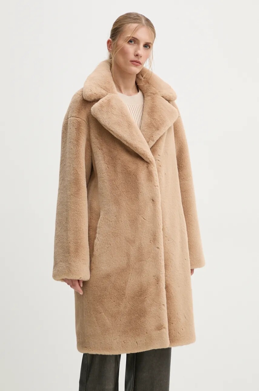 Kabát Stand Studio Camille Cocoon Coat dámsky, hnedá farba, prechodný, oversize, 61137-9070