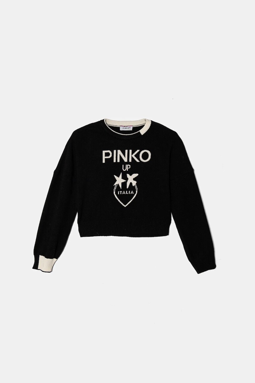 Detský sveter Pinko Up čierna farba, tenký, F4PIJGJP087