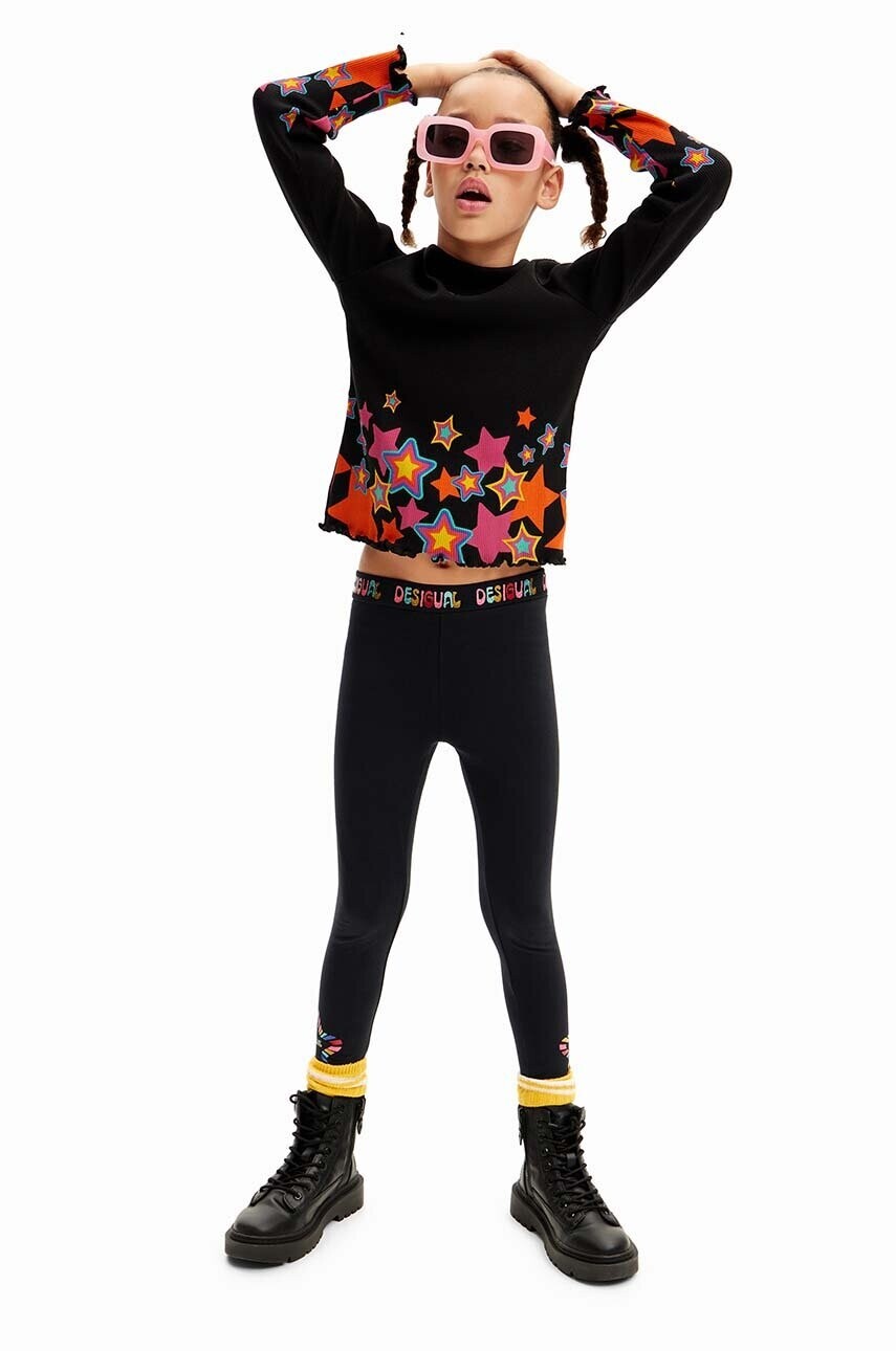Detské legíny Desigual DAISY čierna farba, s potlačou, 24WGKK03