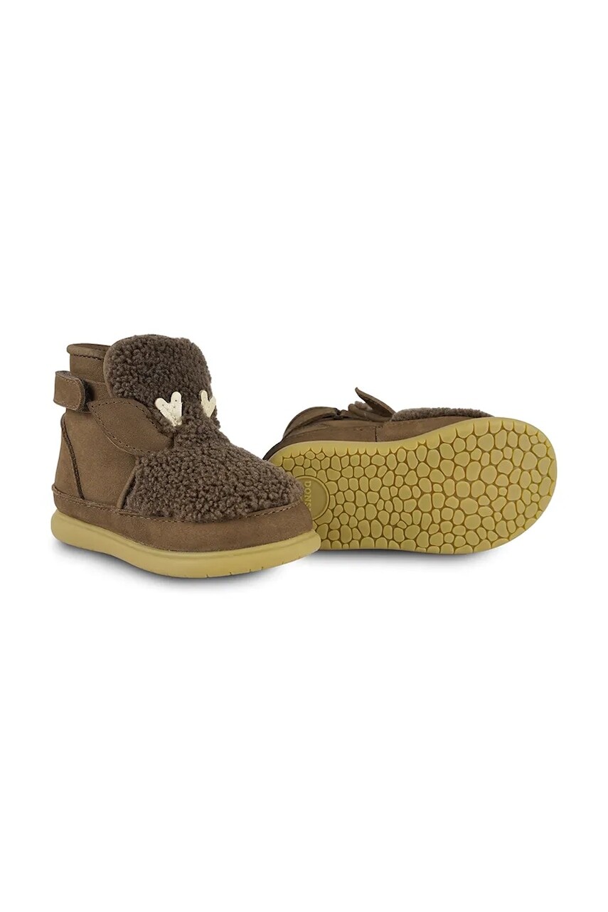 Detské zimné semišové topánky Donsje Roumi Shoes Stag hnedá farba, 1500905