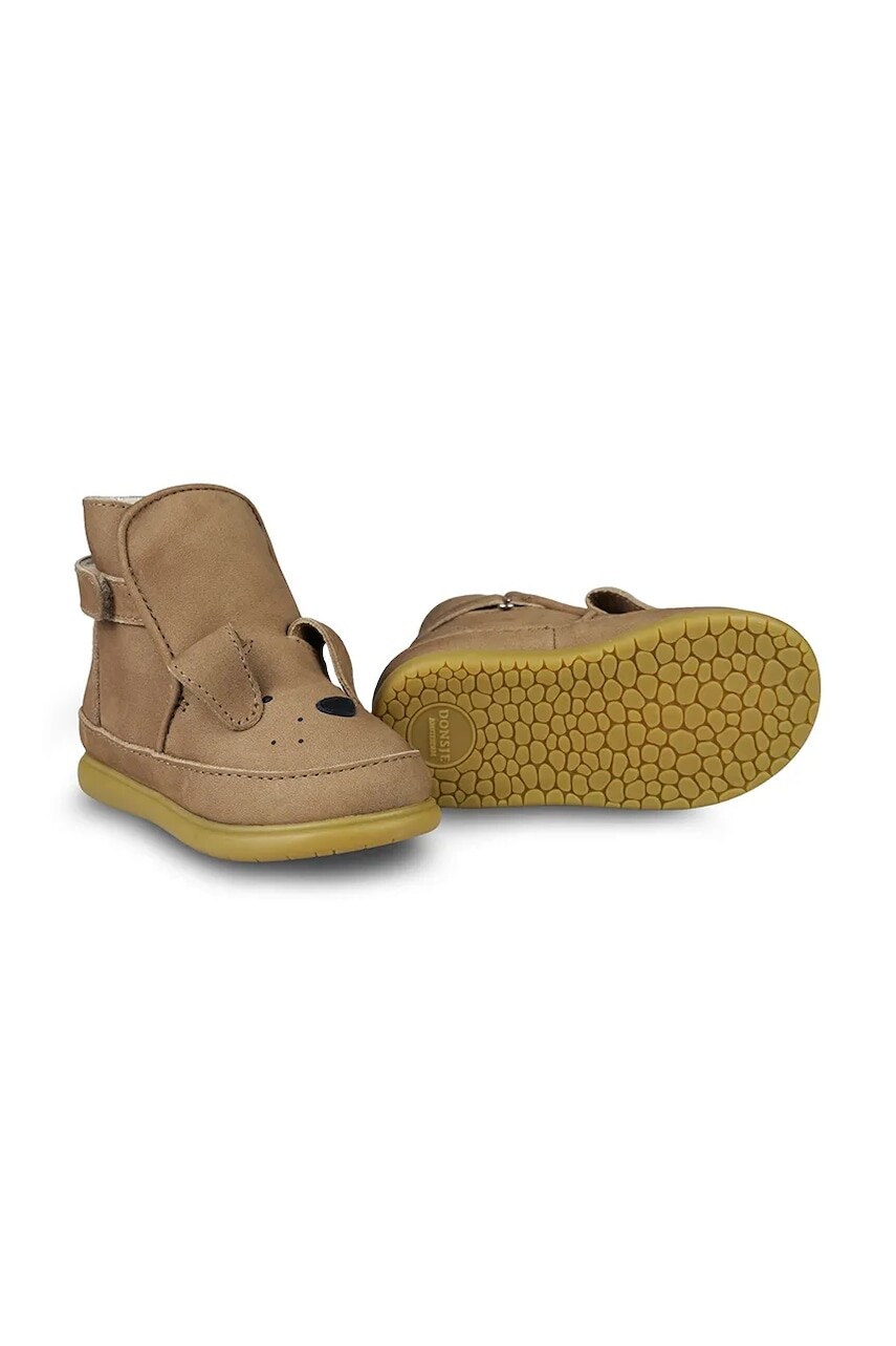 Detské zimné kožené topánky Donsje Dubu Classic Shoes Dog béžová farba, 1500405