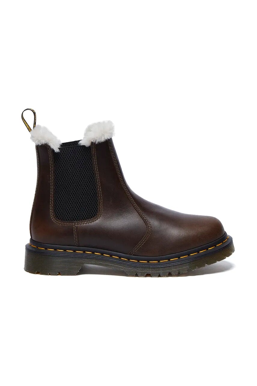 Topánky chelsea Dr. Martens 2976 Leonore dámske, hnedá farba, na plochom podpätku, zateplené, DM32016777