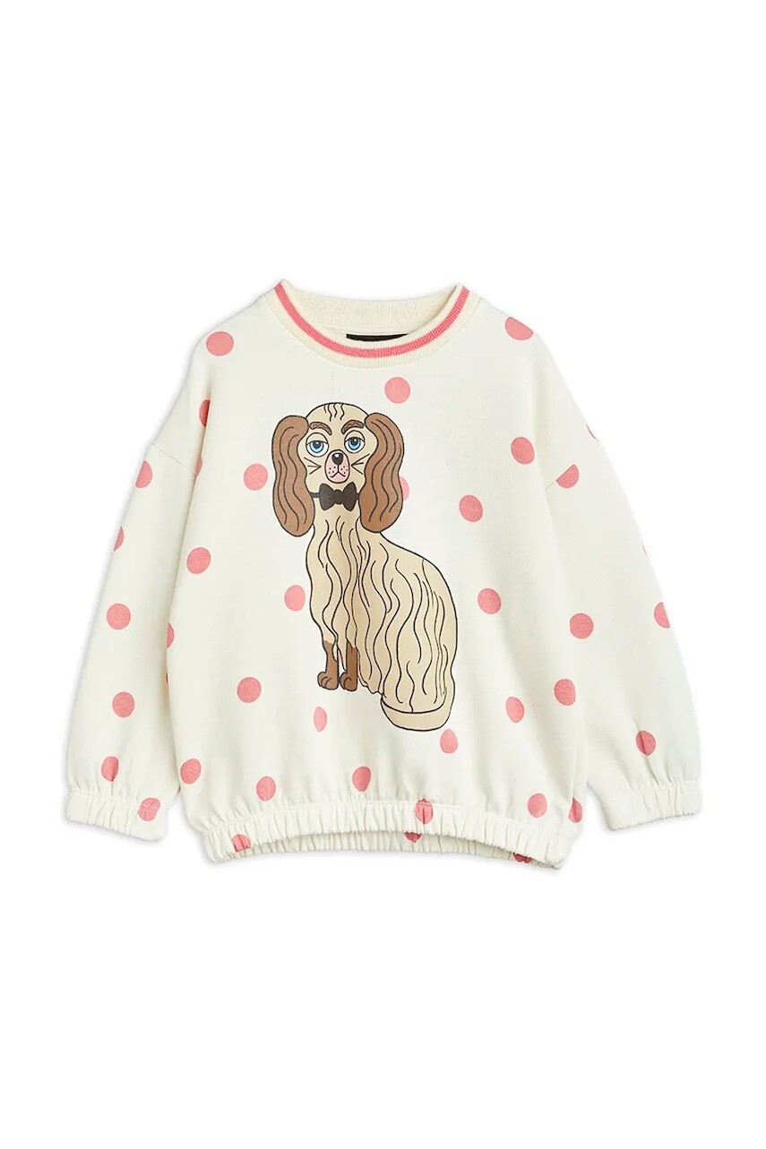 Detská bavlnená mikina Mini Rodini Dashing dog biela farba, vzorovaná, 1100006610