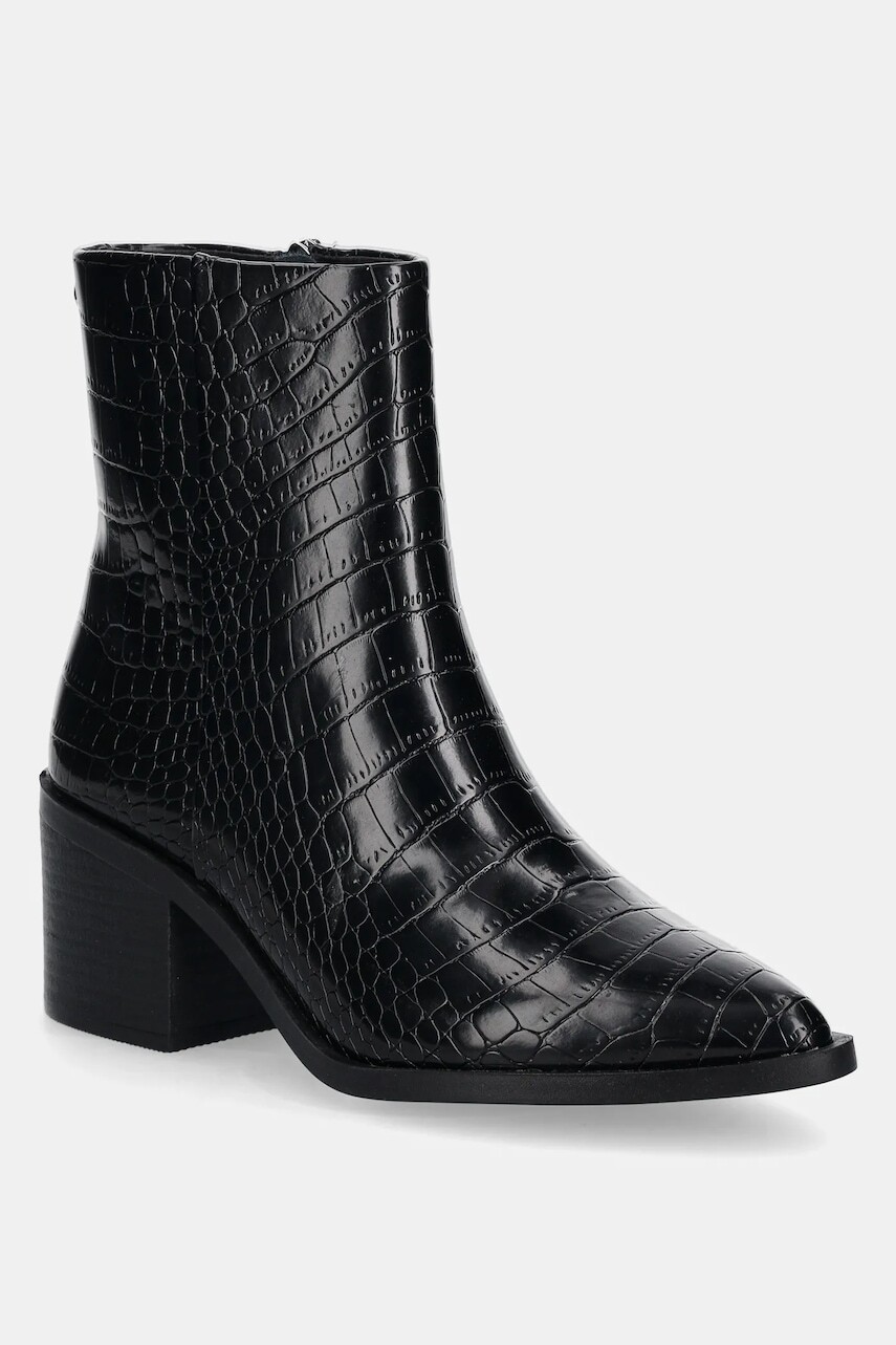 Kožené členkové topánky Steve Madden Admire dámske, čierna farba, na podpätku, SM11003355