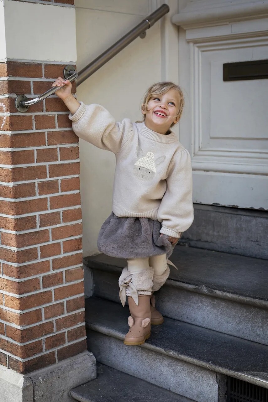 Vlnený detský svetrík Donsje Denna Merino Wool Sweater Bunny béžová farba, 4090701