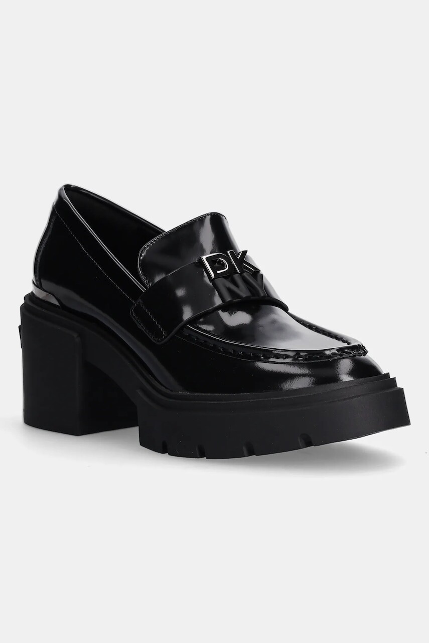 Kožené lodičky Dkny Texas čierna farba, na podpätku, K4455786