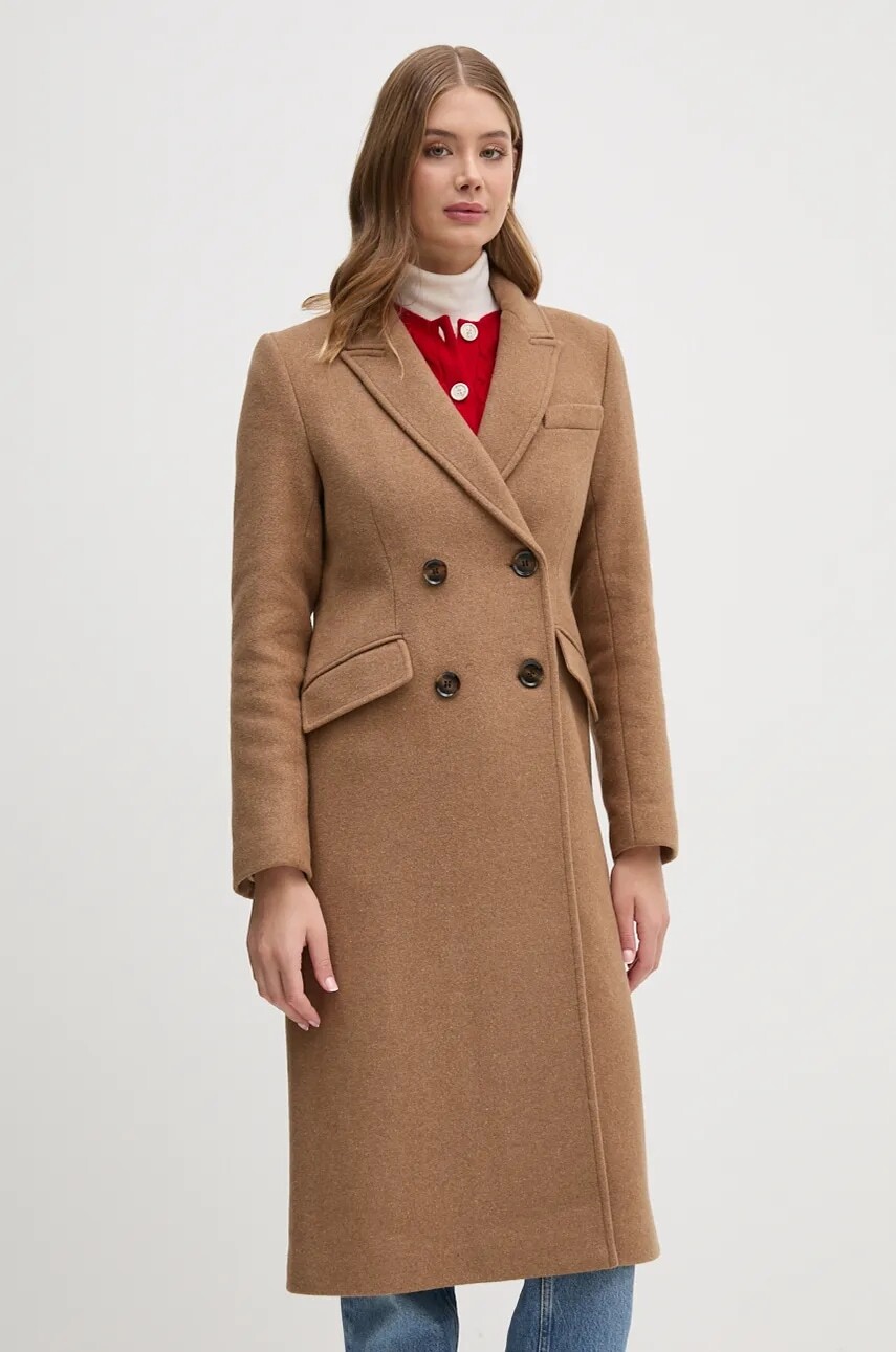 Vlnený kabát Barbour Marylin Tailored Wool Coat prechodný, dvojradový, LWO0236